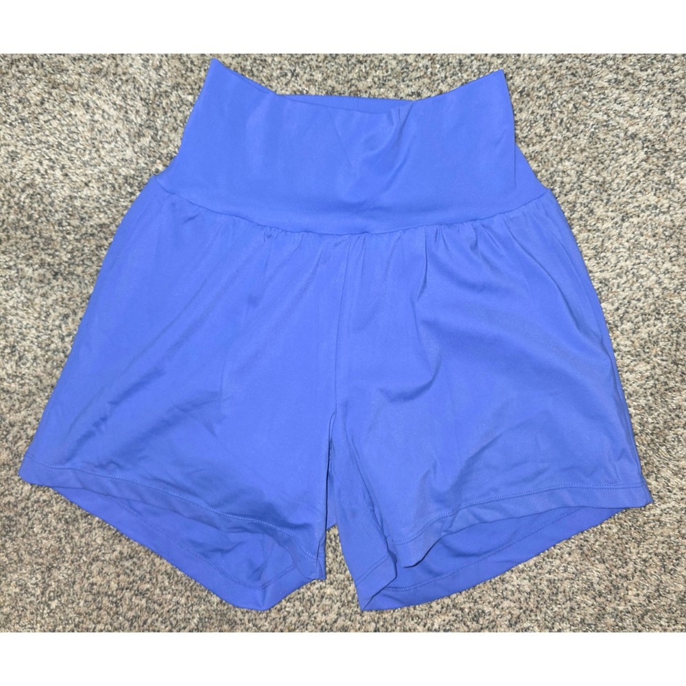 Halara Womens High Waisted Active Shorts Blue Built-in Liner Back Pocket XS Long